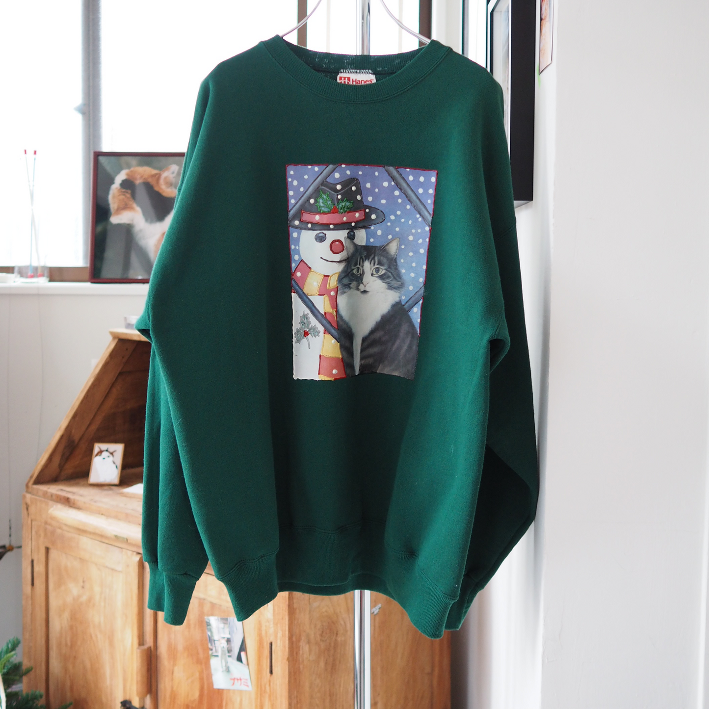 Snow Man & Cat Portrait Sweat / 90s