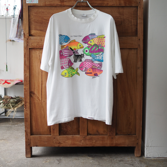 So Many Fish Tee / 80s- / Made in USA / Kliban Cat