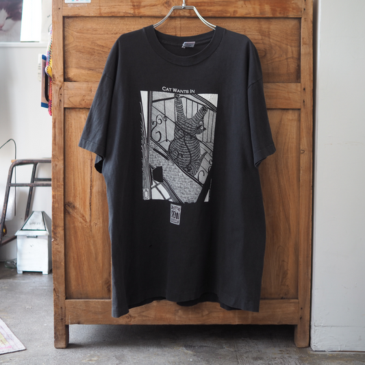 Cat Wants In, Cat Wants Out Tee / 80s- / STUART KATT / Made in Canada