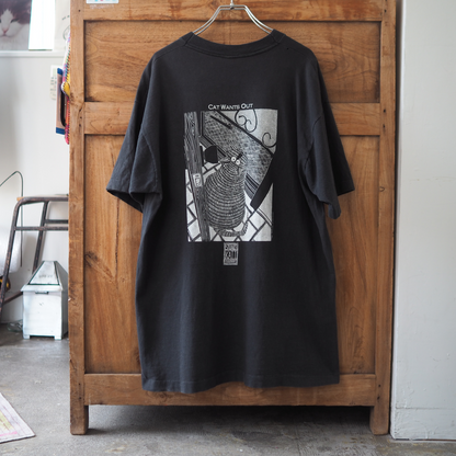 Cat Wants In, Cat Wants Out Tee / 80s- / STUART KATT / Made in Canada