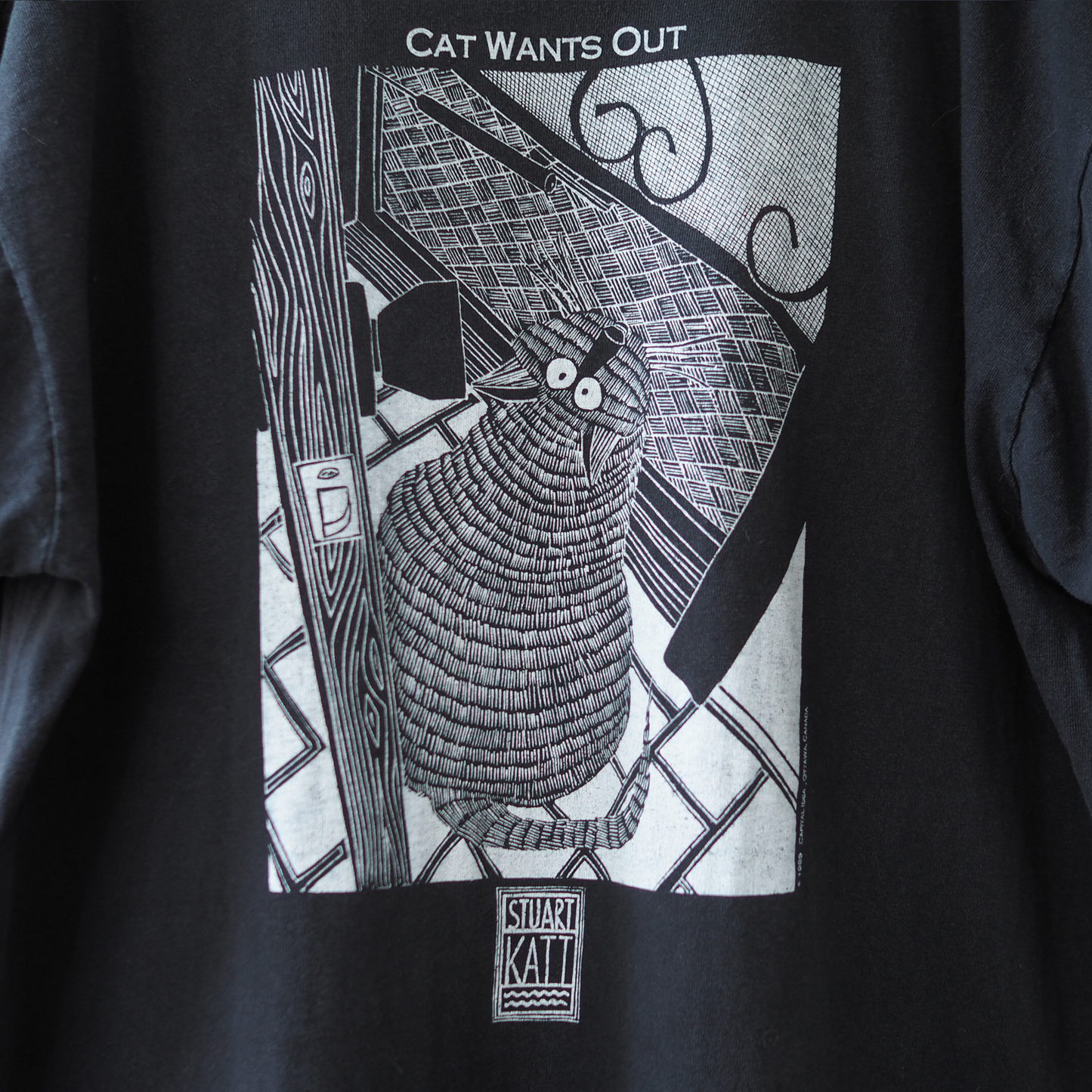 Cat Wants In, Cat Wants Out Tee / 80s- / STUART KATT / Made in Canada