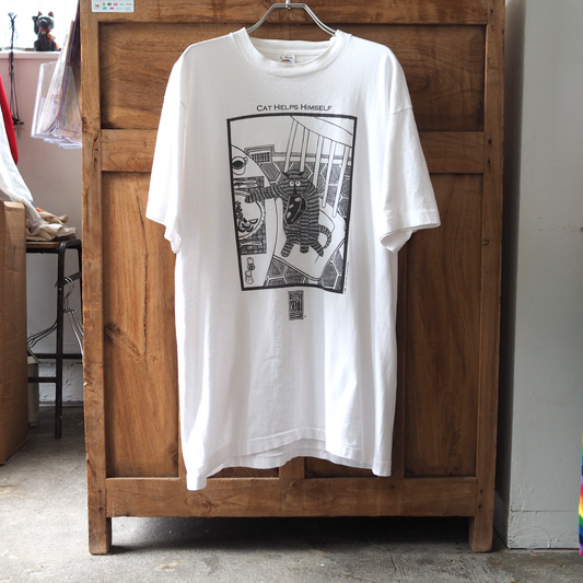 Cat Helps Himself Tee / 80s / STUART KATT / Made in USA