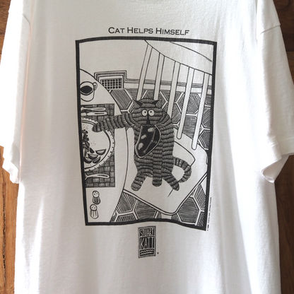 Cat Helps Himself Tee / 80s / STUART KATT / Made in USA