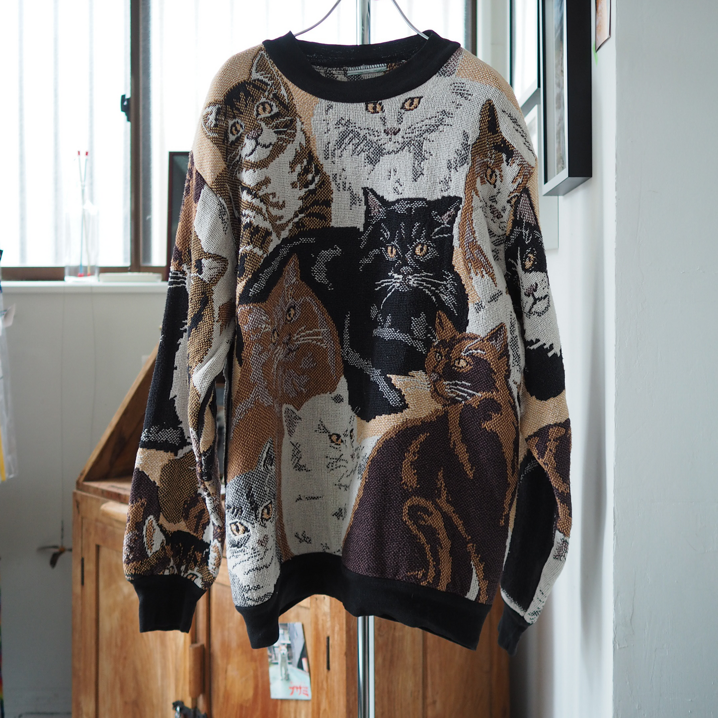 All-over Cats Sweater / Sugar Street Weavers / 90s