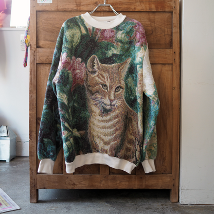Tabby Cats Sweater / Sugar Street Weavers / 90s