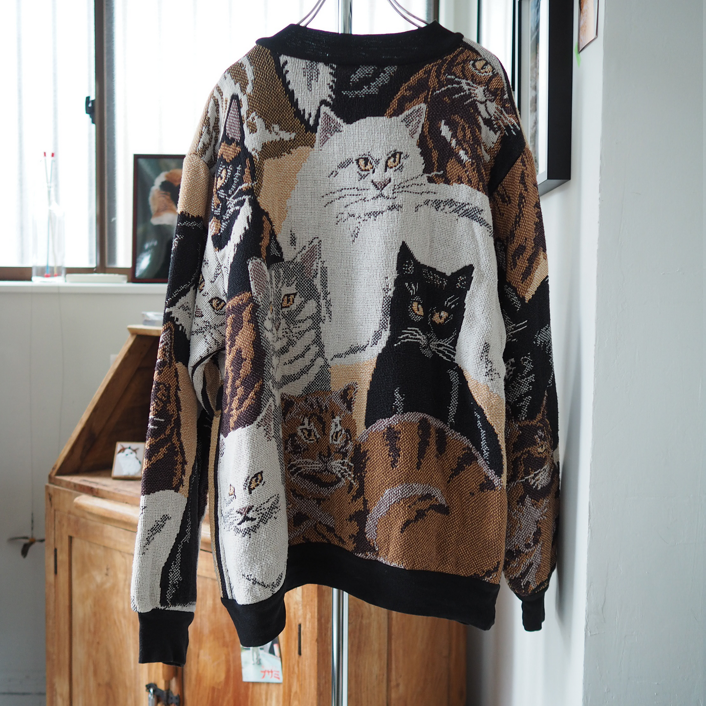 All-over Cats Sweater / Sugar Street Weavers / 90s