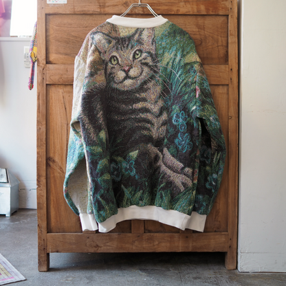 Tabby Cats Sweater / Sugar Street Weavers / 90s