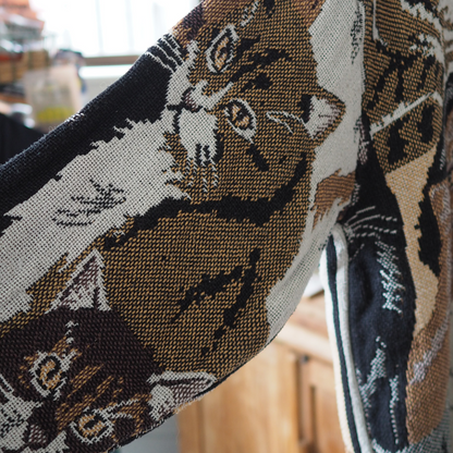 All-over Cats Sweater / Sugar Street Weavers / 90s