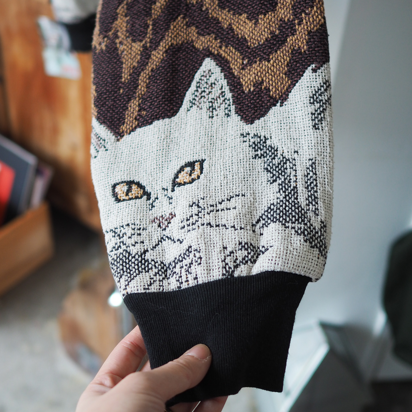 All-over Cats Sweater / Sugar Street Weavers / 90s