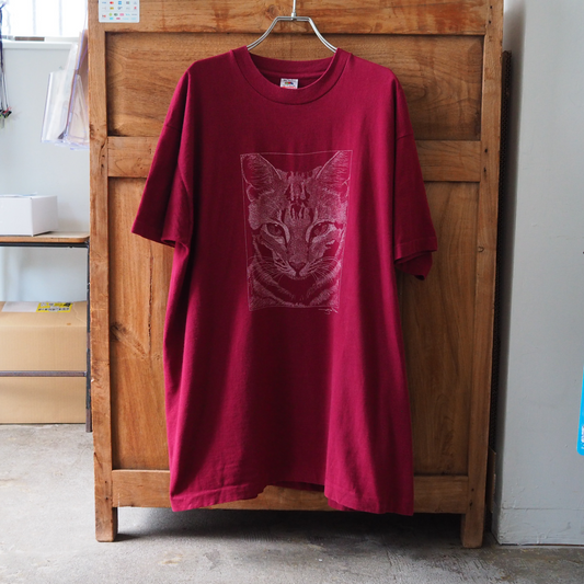 Tabby Cat Portrait Tee / 90s / Made in USA