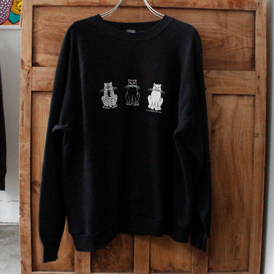 Three Cats Black Sweat / 80s / Made in USA