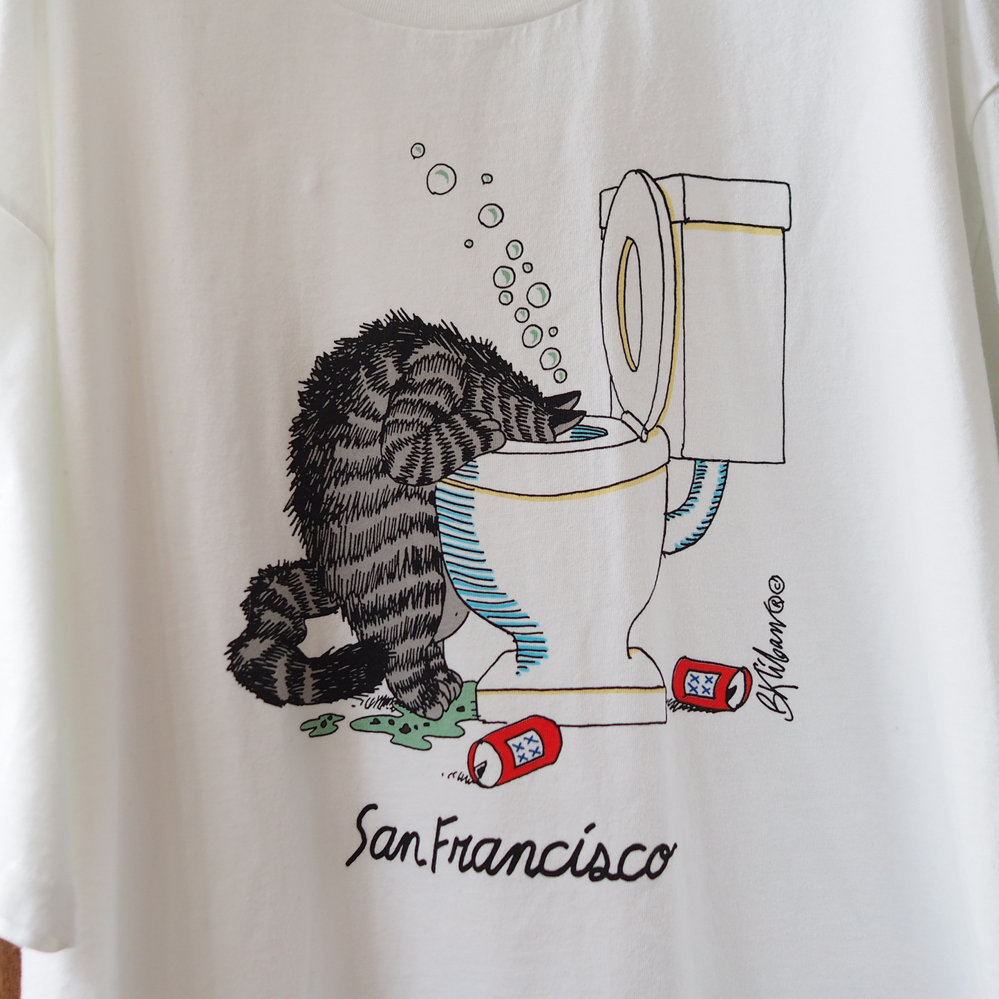 Kliban Cat Throwing Up Tee / 90s / Made in USA