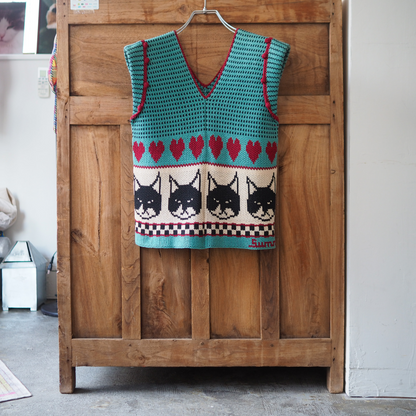 Tuxedo Cat Kitsch Vest / 80s