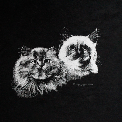 Black & White 2 Cats Face Tee