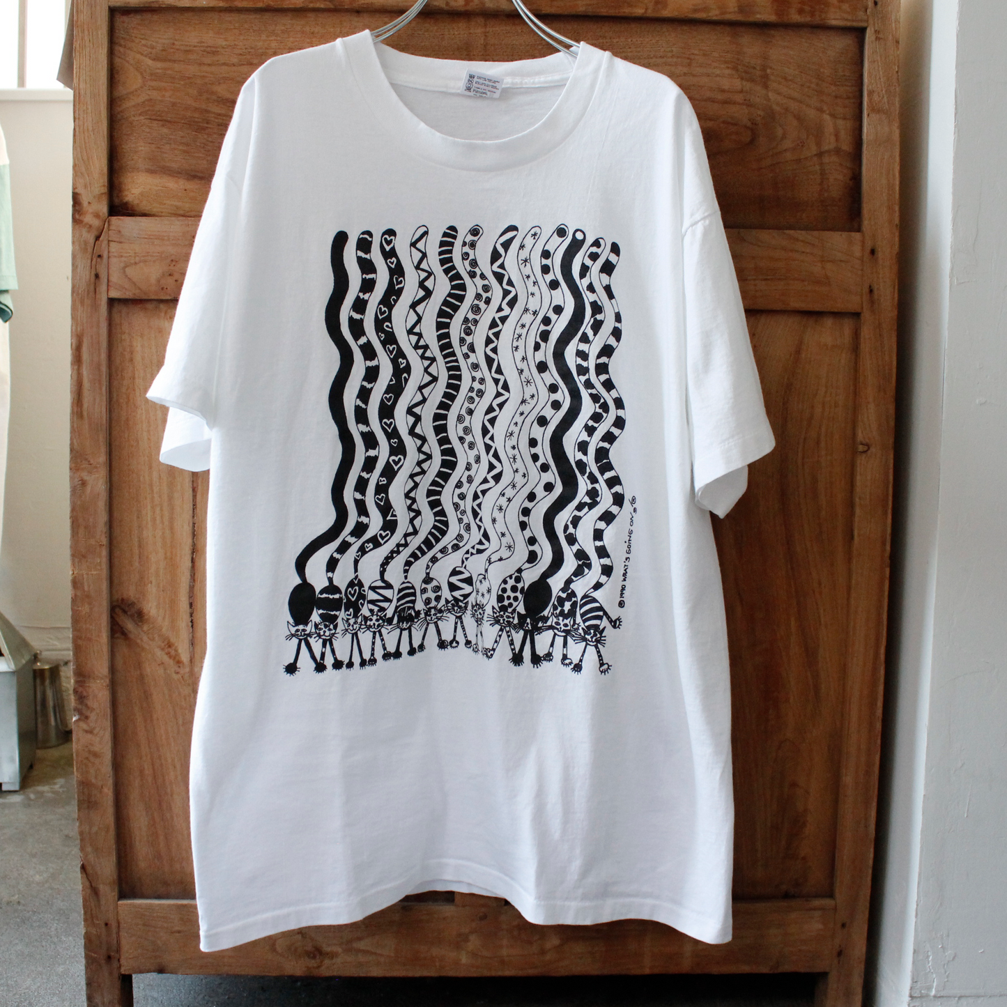 Cats with Fancy Patterns Tee / 90s / Made in USA