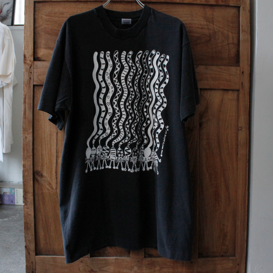 Cats with Fancy Patterns Tee / Black / 90s / Made in USA