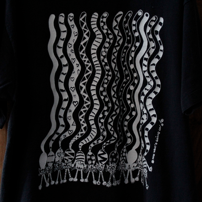 Cats with Fancy Patterns Tee / Black / 90s / Made in USA