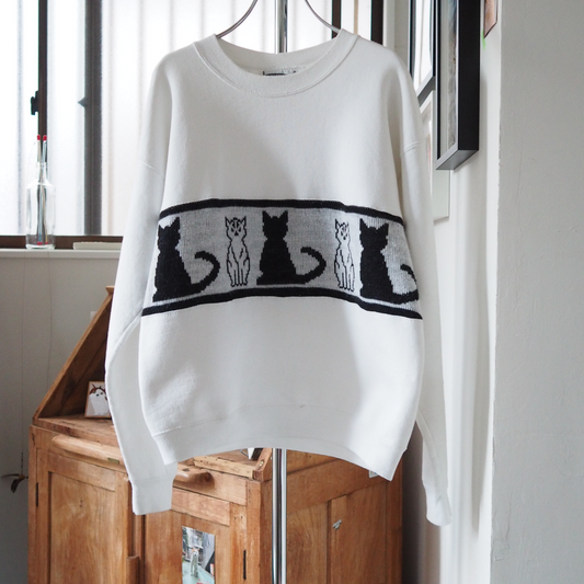 White Cat & Black Cat Sweat / 90s / Made in USA