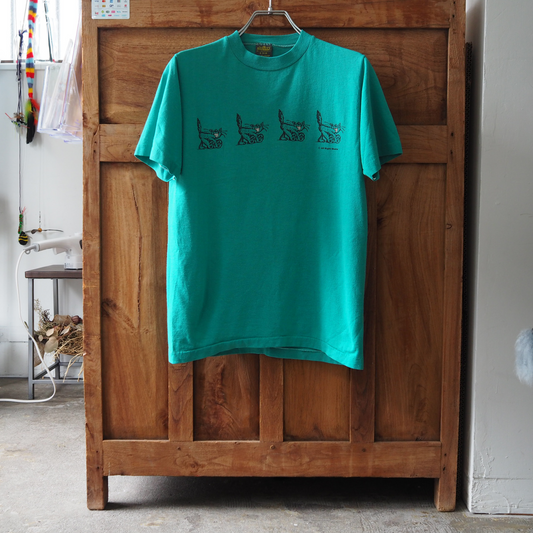 White Teeth Cats Tee / 80s / Made in USA