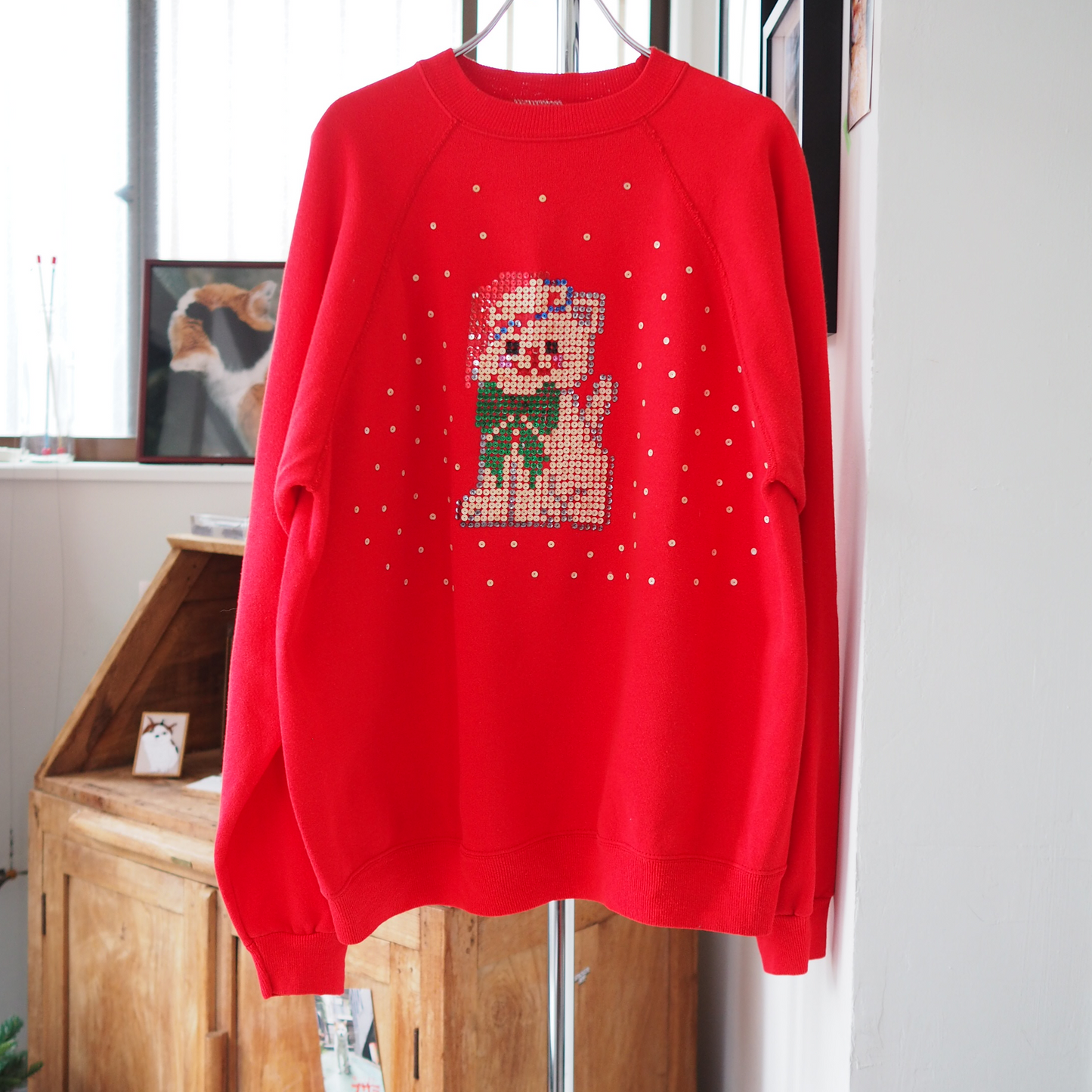 Dressed Up Cat Sweat / 80s- / Made in USA