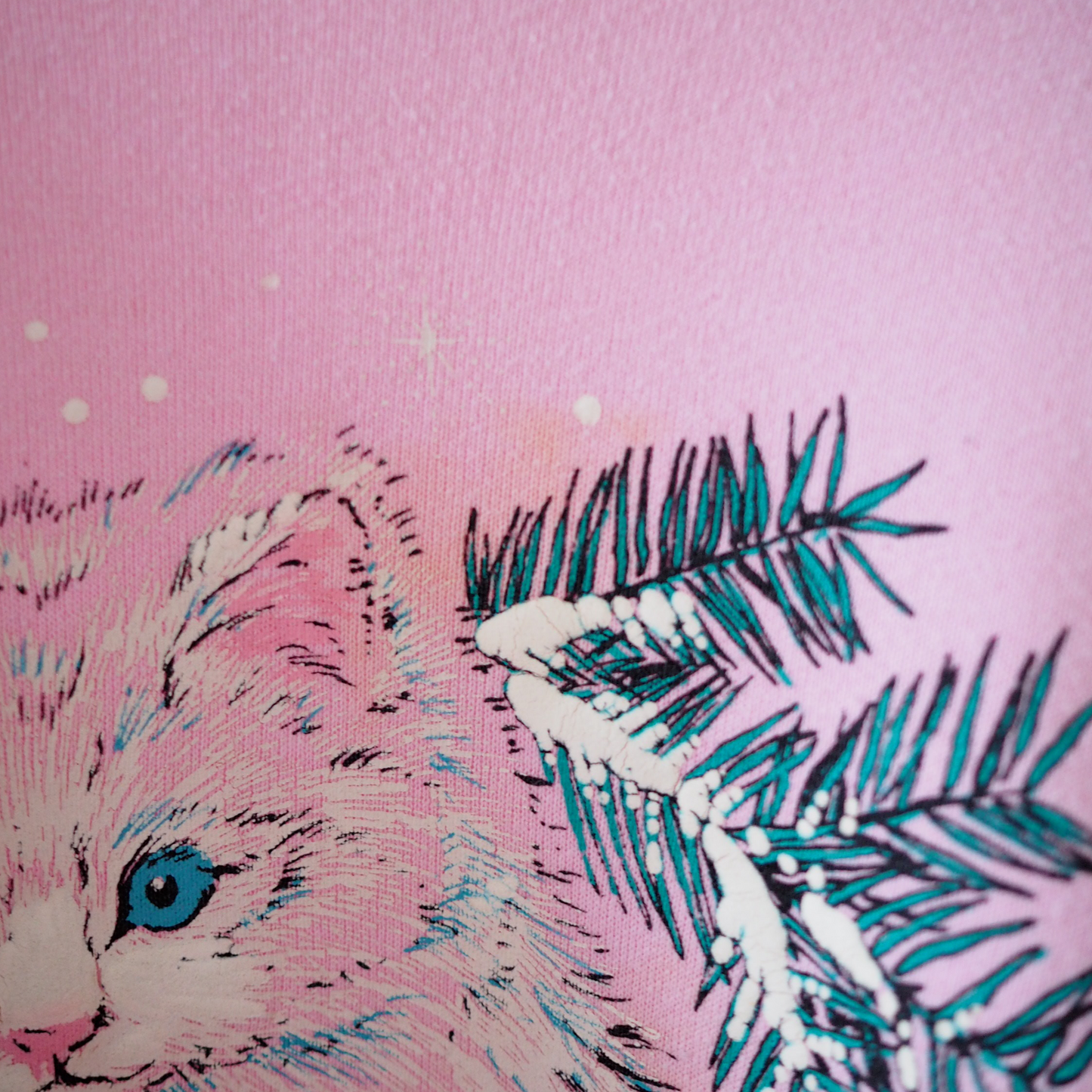 Winter White Cat Sweat / 90s / Made in USA