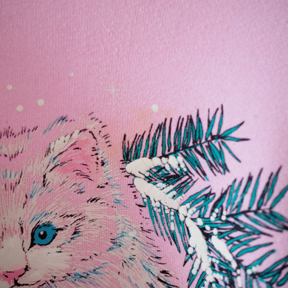 Winter White Cat Sweat / 90s / Made in USA